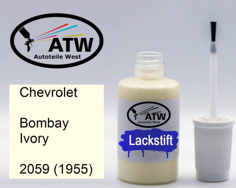 Chevrolet, Bombay Ivory, 2059 (1955): 20ml Lackstift, von ATW Autoteile West.